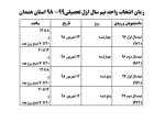 برنامه انتخاب واحد نیمسال اول 98 استان همدان 2