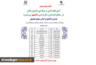 اطلاعیه تکمیل ظرفیت ترم بهمن 1400 2